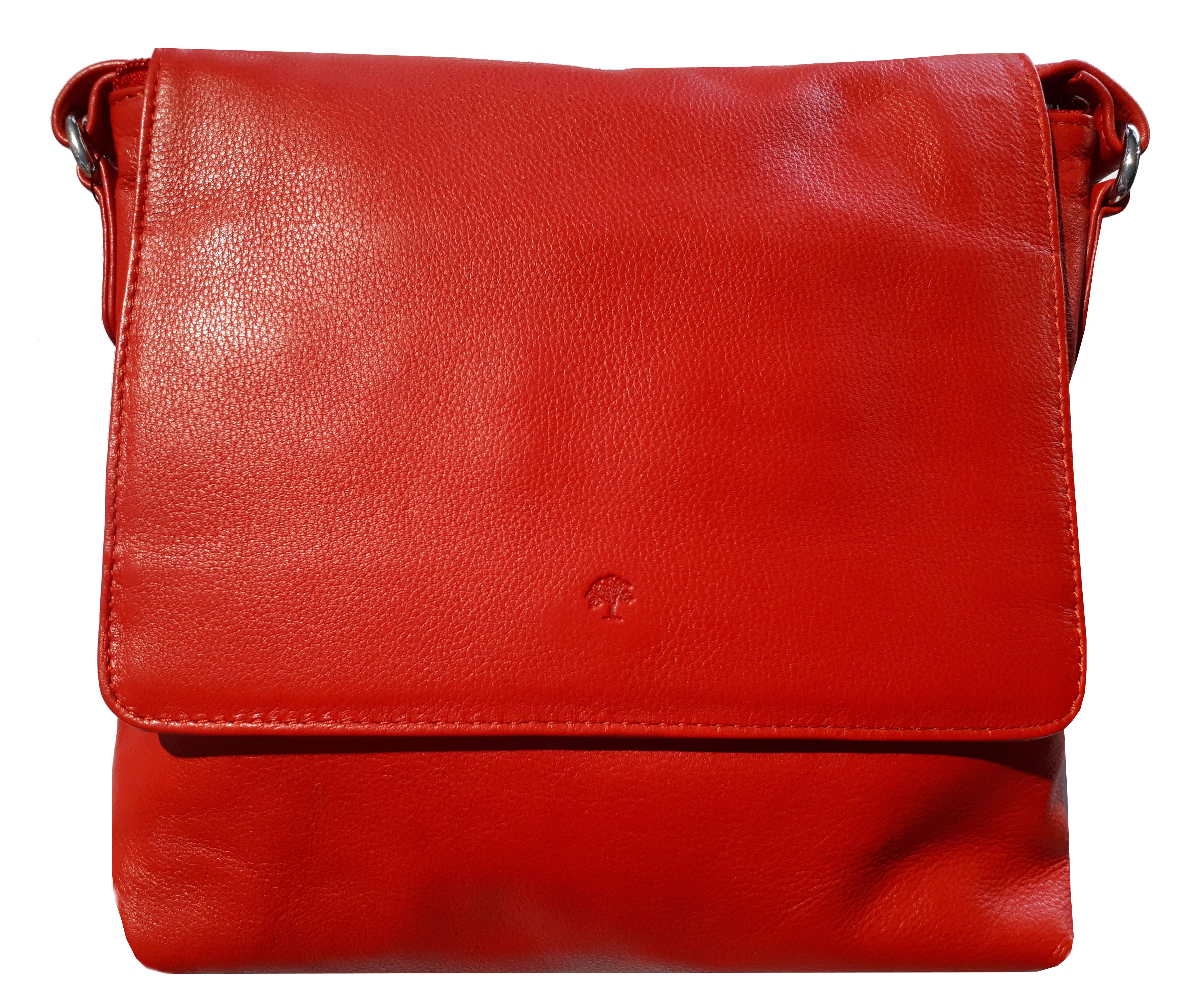 Prato 'LM Asif' Überschlagtasche genarbtes Rindleder red