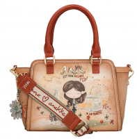 Anekke 'Peace & Love' Damen Handtasche mit Blumen-Anhänger multicolor beige braun