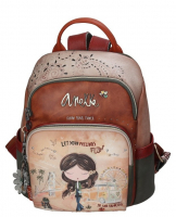 Anekke 'Peace & Love' Damen Rucksack mit Blumenanhänger multicolor beige braun