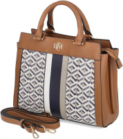 L.Credi 'Melina' Grifftasche mit Umhängeriemen beige multi