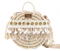 Simosastre 'Bali' Umhängetasche aus Palmenblättern handgearbeitet beige