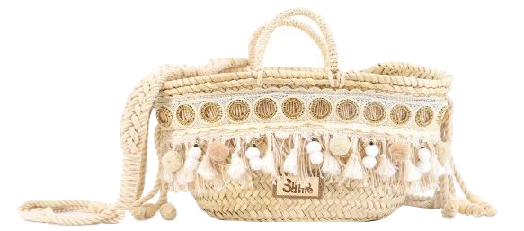 Simosastre 'Bali' Umhängetasche handgearbeitet aus Palmenblättern beige