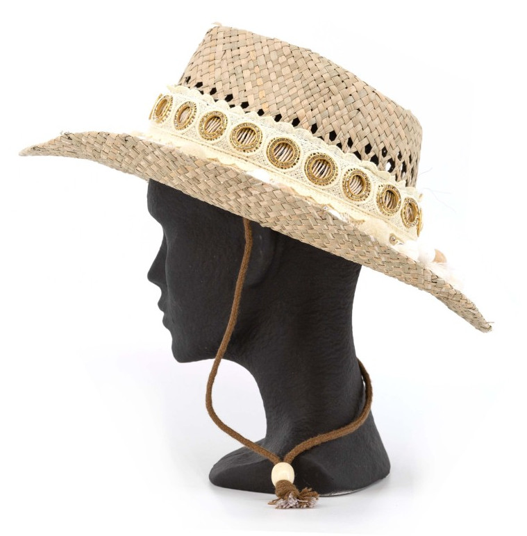 Simosastre 'Bali' Sombrero handgearbeitet aus Palmenblättern beige