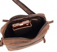 Hodalump 'Mike' Schultertasche echt Leder braun