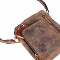 Hodalump 'Mike' Schultertasche echt Leder braun