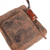 Hodalump 'Mike' Schultertasche echt Leder braun